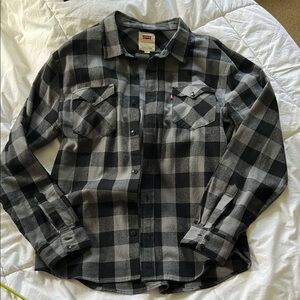 Levi's Men's Black and Gray Checkered Shirt